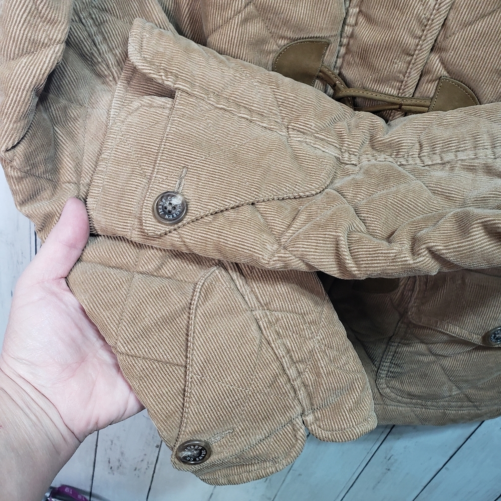 Vintage Ralph Lauren Tan Corduroy Duffle Jacket Toggles Hood Quilted Size Small. - Picture 5 of 9
